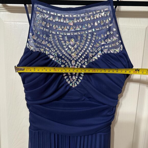 B. Darlin Navy blue halter prom dress with silver beading #promdress - Picture 2 of 3